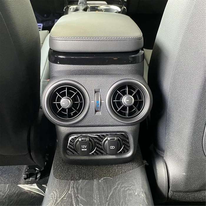Carbon Fiber Rear Air Outlet Seat Armrest Box Charge Plug Decorative Cover Interior Sticker for 2018