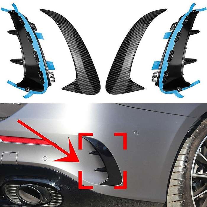 Carbon Fiber Rear Bumper Lip Spoiler Canards Stickers Trim for a Class W177 A180 A200 A250 A35 2019+