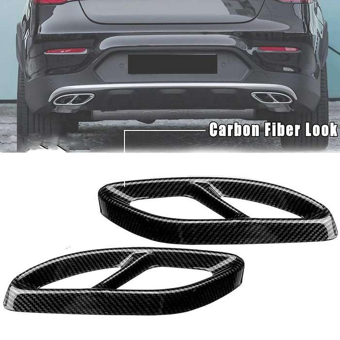 Carbon Fiber Rear Dual Exhaust Pipe Stick Cover Trim Exhaust Muffler Panel for C E GLC GLS Class
