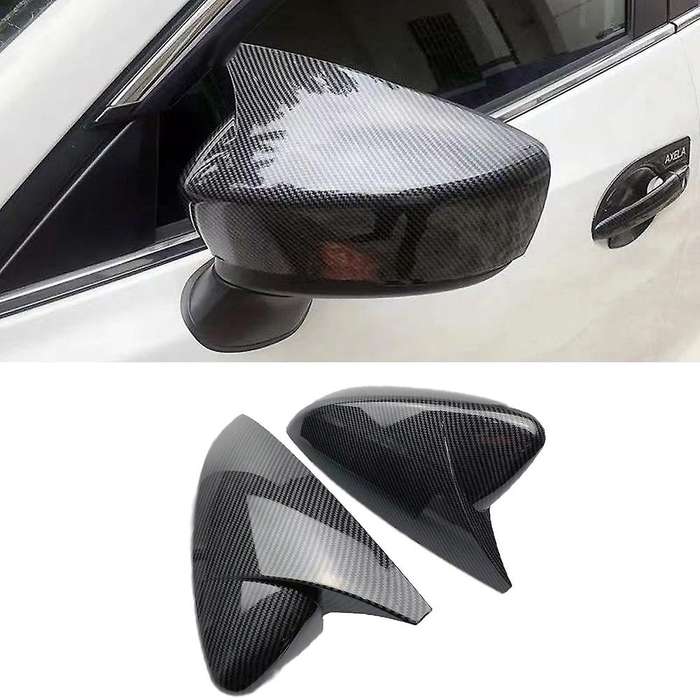 Carbon Fiber Rearview Mirror Cover Door Side Wing Mirror Caps Trim Shell for 3 Axela 2019 2020