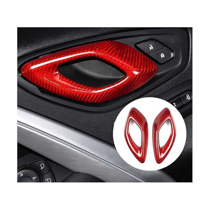 Carbon Fiber Sticker Car Inner Handle Cover Accessories for 2016-2023(Red)
