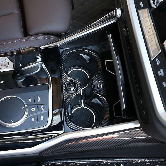 Carbon Fiber Style ABS Car Central Control Cup Holder Frame Trim for 3 Series G20 G28 325Li 2019 202