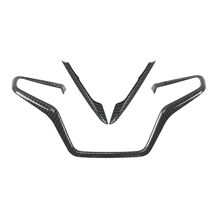 Carbon Fiber Style Car Steering Wheel Button Decor Frame Cover Trim for -V 2017-2021 Accessories, 3P