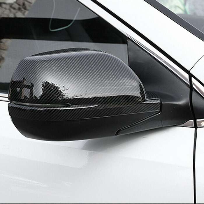 Carbon Fiber Style Rearview Side Mirror Cover Caps Trim for -V 2017-2019