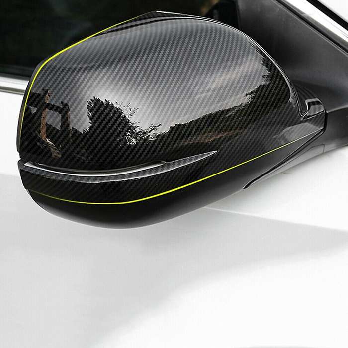 Carbon Fiber Style Rearview Side Mirror Cover Caps Trim for -V 2017-2019