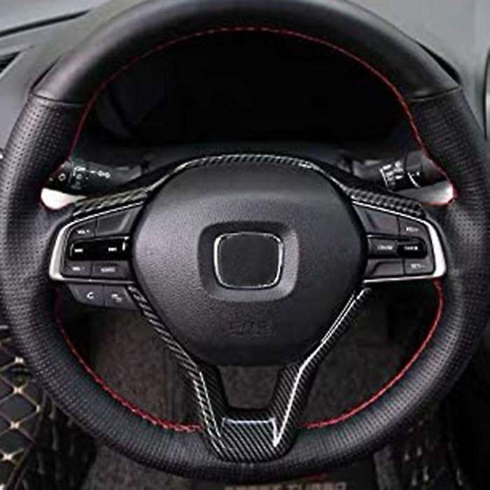 Carbon Fiber Style Steering Wheel Cover Trim Interior for Accord 2018 2019 Black