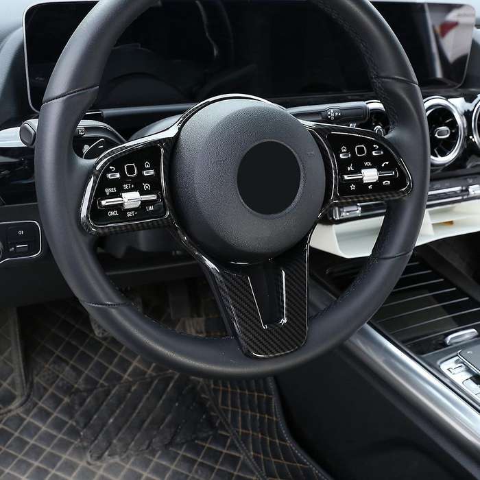 Carbon Fiber Style Steering Wheel Decoration Cover Trim Frame Sticker for GLA Class H247 2020-2021