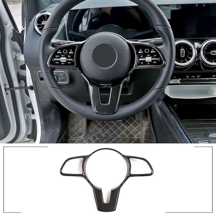 Carbon Fiber Style Steering Wheel Decoration Cover Trim Frame Sticker for GLA Class H247 2020-2021