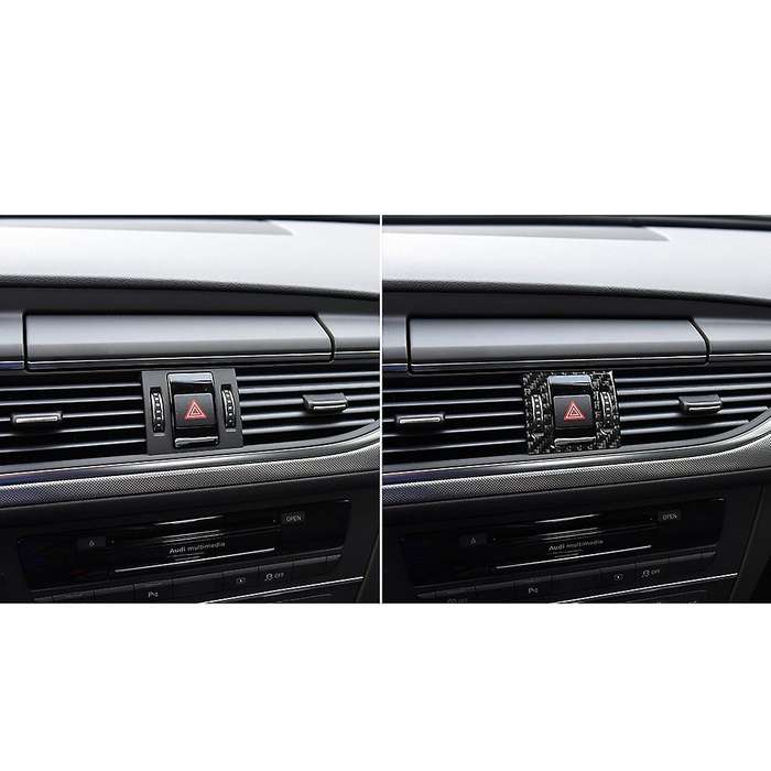 Carbon Fiber Warning Light Sequins Sticker Trim for A6 A7 12-18