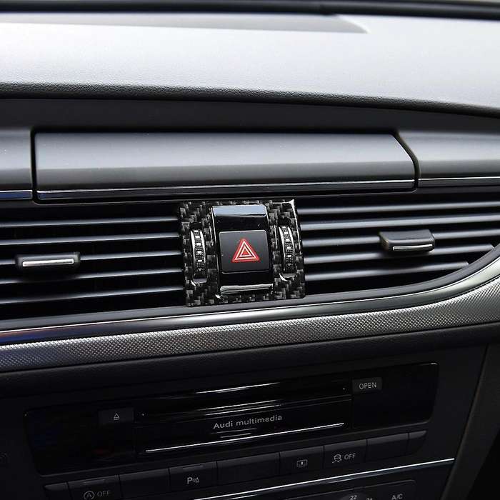 Carbon Fiber Warning Light Sequins Sticker Trim for A6 A7 12-18
