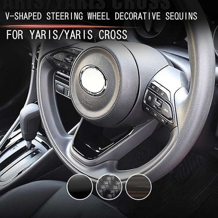 Carbon Fiber V Steering Wheel Panel Cover Trim Protector Cover Panel Decoration for Yaris 2020 2021