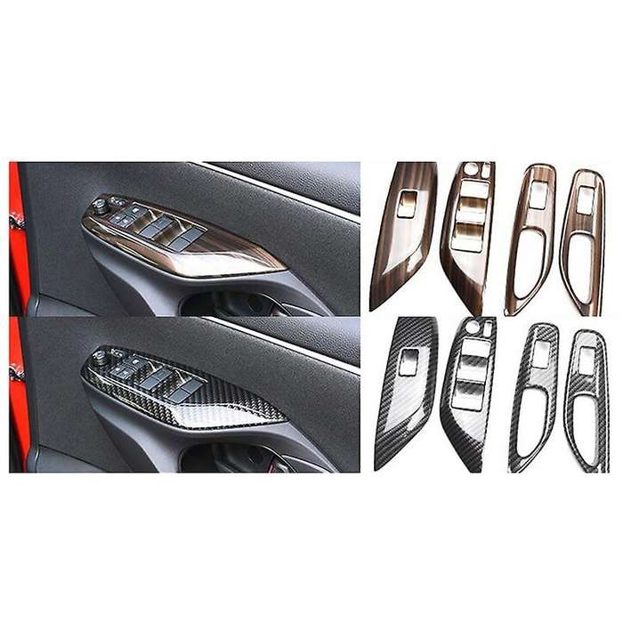 Carbon Fiber Window Glass Lift Button Trim Switch Cover Door Armrest Panel Sticker for YARiS 2020 20