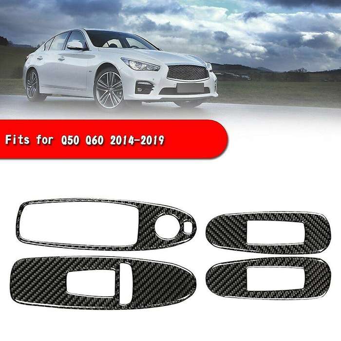 Carbon Fiber Window Lift Button Panel Cover Trim for Q50 Q60 2014-2019