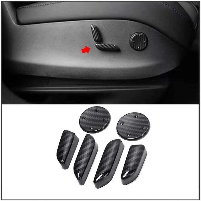 Carbon Fibre ABS for Model 3 Seat Adjustment Switch Botton Cover Trim Decorative Frame Sticker Car A