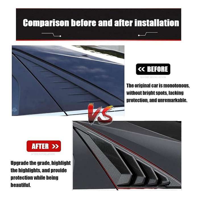 Carbon Fibre ABS Rear Window Louver Shutter Cover Trim for 2021 2022 Scoop Shade Accessories