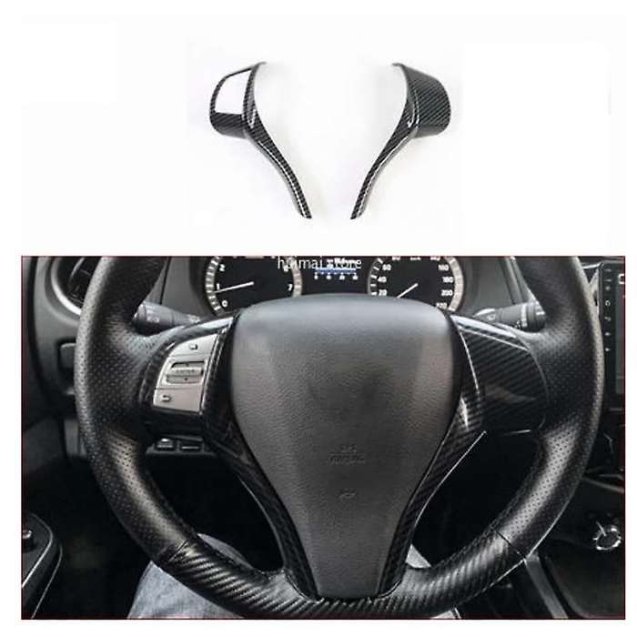 Carbon Fibre Car Steering Wheel Panel Button Cover Trim Decorative Sticker for Navara NP300 2019-202