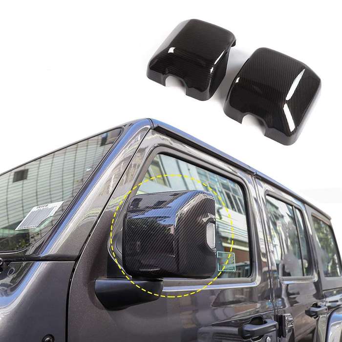 Carbon Fibre Rear View Mirror Cover Reverse Mirror Cover Decoration Frame with Turn Light for Wrangl