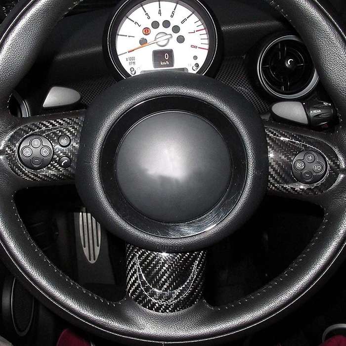 Carbon Steering Wheel Cover Trim Stick Steering Wheel Instrument Panel Cover Moulding for MINI COOP