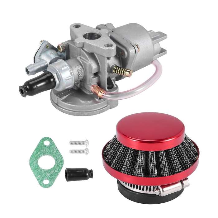 Carburetor Carb Carby + Red Filter + Stack for 2 Stroke 47Cc 49Cc Engine Parts Mini Kids Atv Quad D