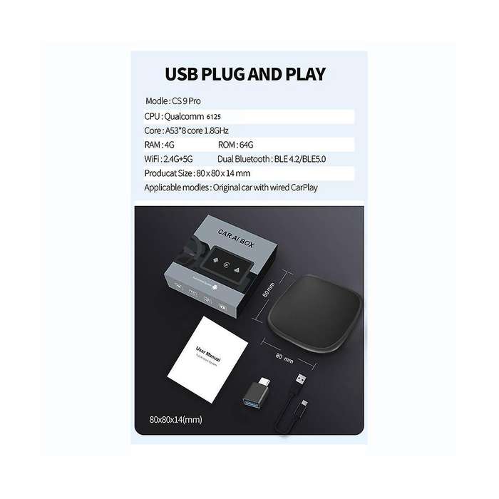 Carplay Mini Ai Box Andoroid 11 Wireless Carplay Android Auto for 4g Lte Gps Play