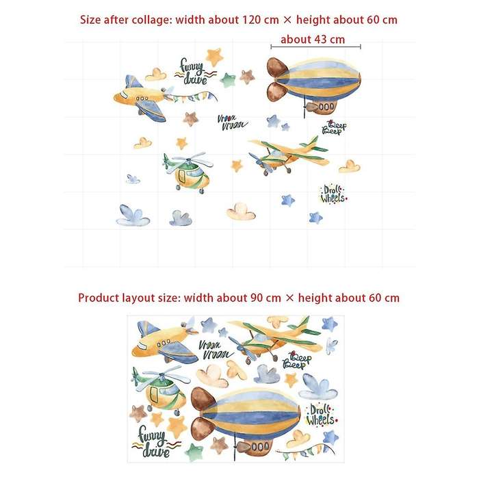 Cartoon Airship Wall Stickers for Kids Room Nursery PVC Wall Decals Art Wall Murals Poster DIY Home