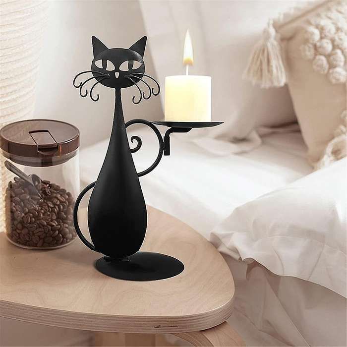 CAT Candle Holder Vintage Candlestick Desktop Candle Stand Decor for Farmhouse Party Centerpiece Dec