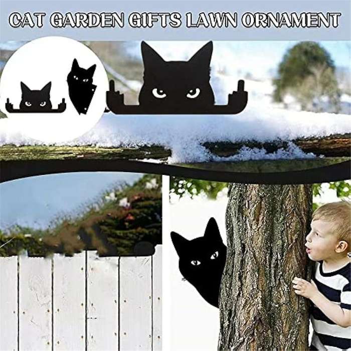 Cat Silhouette Garden Decoration - Garden Animal Silhouette - Backyard Cat Decoration