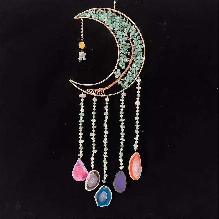 Catchers with Crystal Tree Gemstone Catchers Natural Gem Wall Hangings Room Dreamcatcher Decor