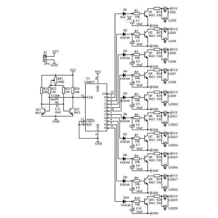 CD4017 Ring Gradient Led Water Lamp Diy Electronic Kit Fun Welding Production Parts for Traning and