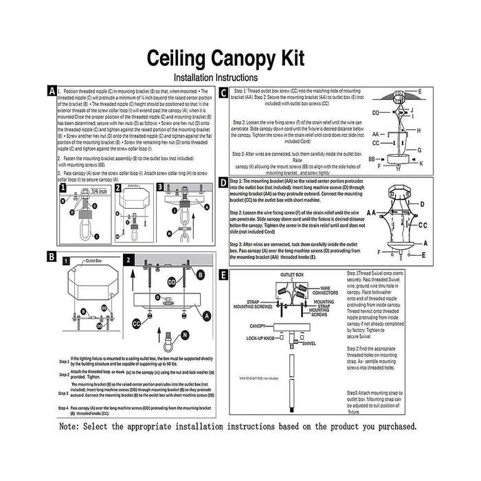 Ceiling Lighting Canopy Kit Pendant Light Plate Cover with All Mounting Hardware for Chandelier or