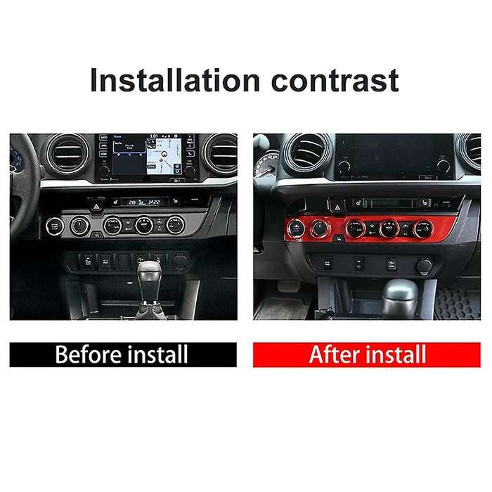 Center Console A/C Knob Control Switch Panel Cover Trim for 2016-2020, with Start Button Red