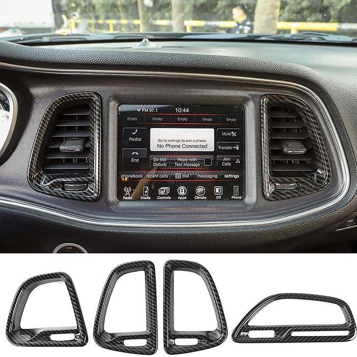 Center Console Air Condition Outlet Vent Trim ABS Interior Accessories for 2015-2021 (Carbon Fiber)