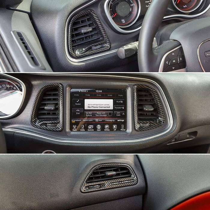 Center Console Air Condition Outlet Vent Trim ABS Interior Accessories for 2015-2021 (Carbon Fiber)