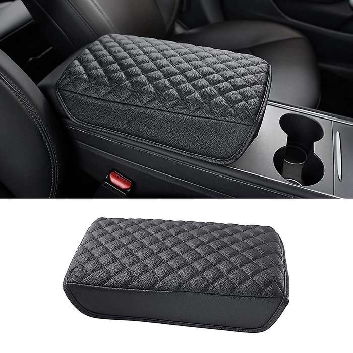 Center Console Cover for Model 3 Y 2017-2021 Accessories PU Leather Armrest Box Cushion Pad Console