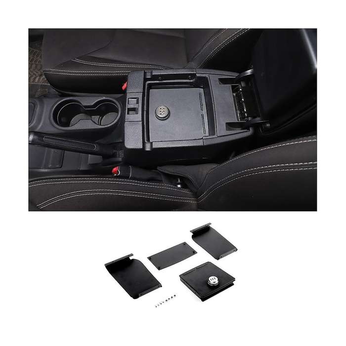 Center Console Lock Safe Box for 2011-2017 Wrangler JK Armrest Vault Organizer Tray with 3 Digit Co
