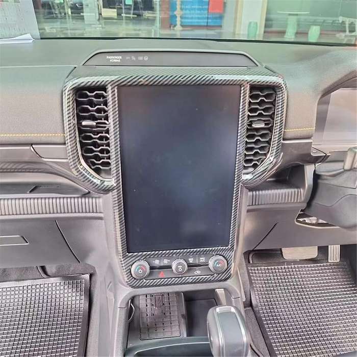 Center Console Navigation Air Outlet Vent Frame Trim Cover for 2023 2024 Abs Carbon Fiber (12 Inch)