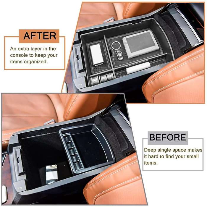Center Console Organizer for 2019-2024 Armrest Storage Box Tray Interior Accessories, Black