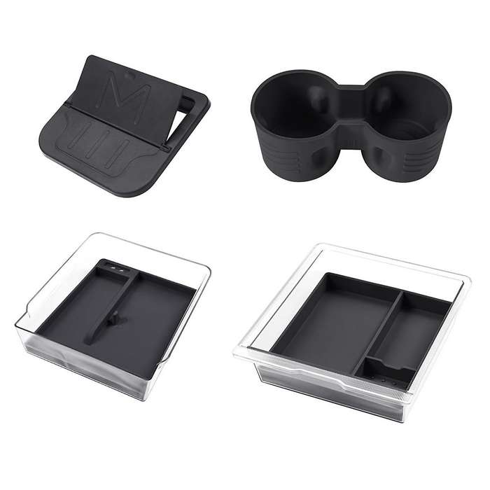 Center Console Organizer Tray for 2024 Accessories Cup Holder Insert Armrest Hidden Storage Box
