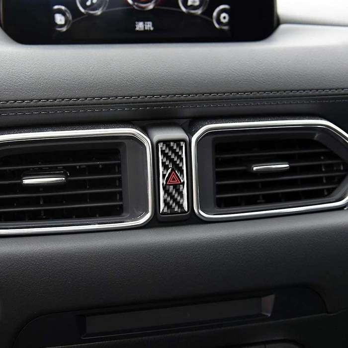 Center Console Safety Warning Button Cover Decor Trim Carbon Fiber for -5 Cx5 2017 2018 2019 2020