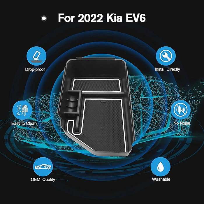 Center Console Tray Compatible 2022+ Kia EV6 Armrest Storage Box, White