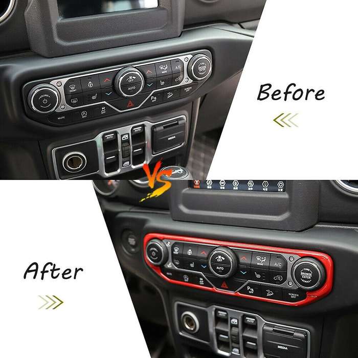 Center Control Air Conditioner Switch Cover Trim Interior Accessories for JL JT 2018-2021 (Red)