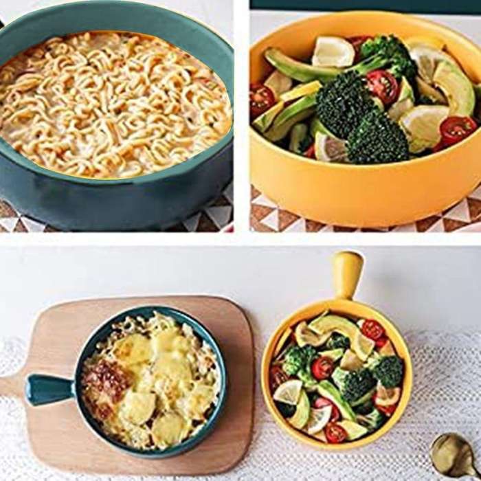 Ceramic Bowl with Handle Bowl Soup Ramen Bowl Shatterproof Dishwasher and Microwave Safe Kitchen Por