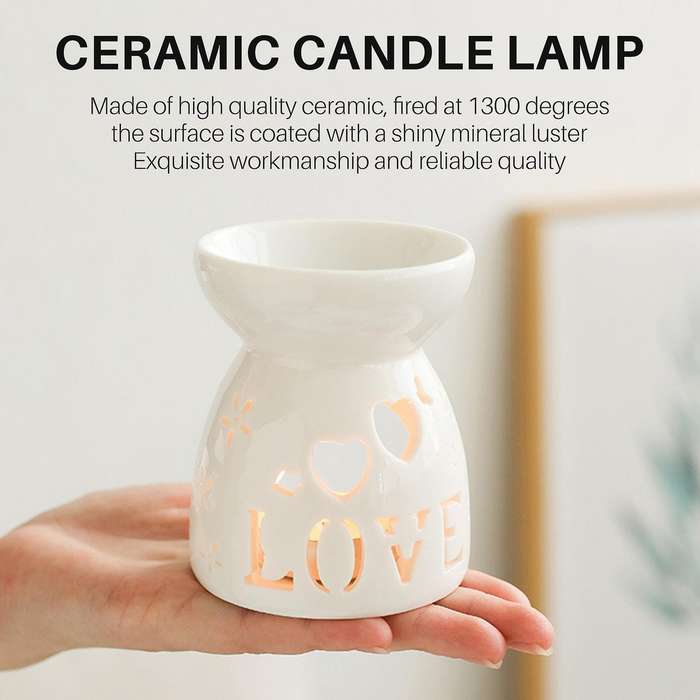 Ceramic Diffuser Candle Burner Ceramic Burning Essential Oils Diffusers Aromatic Lamp -love