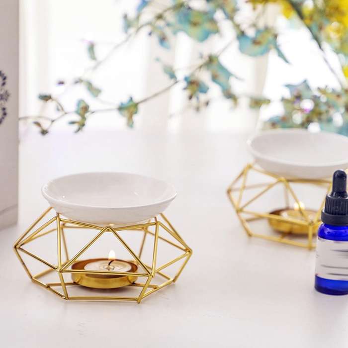 Ceramic Fragrance Lamp Essential Oil Burner Metal Burner for Essential Oils Wax Melt Burner with Ro