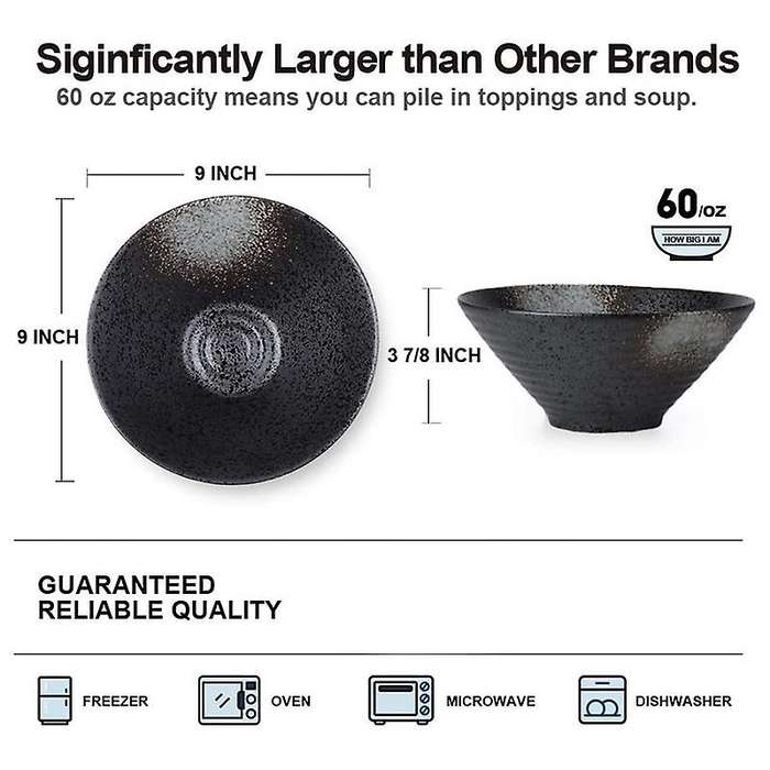 Ceramic Japanese Ramen Soup Bowl with Matching Spoon and Chopsticks, Suitable for , , Size