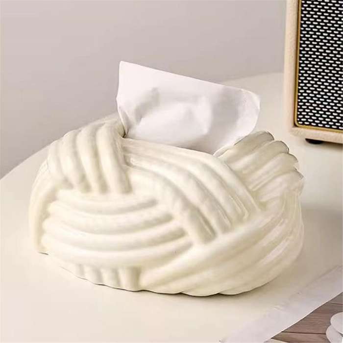 Ceramic Tissue Box Twine Grain Napkin Carton Toilet Paper Holder Napkin Dispenser Rack Stand Home De