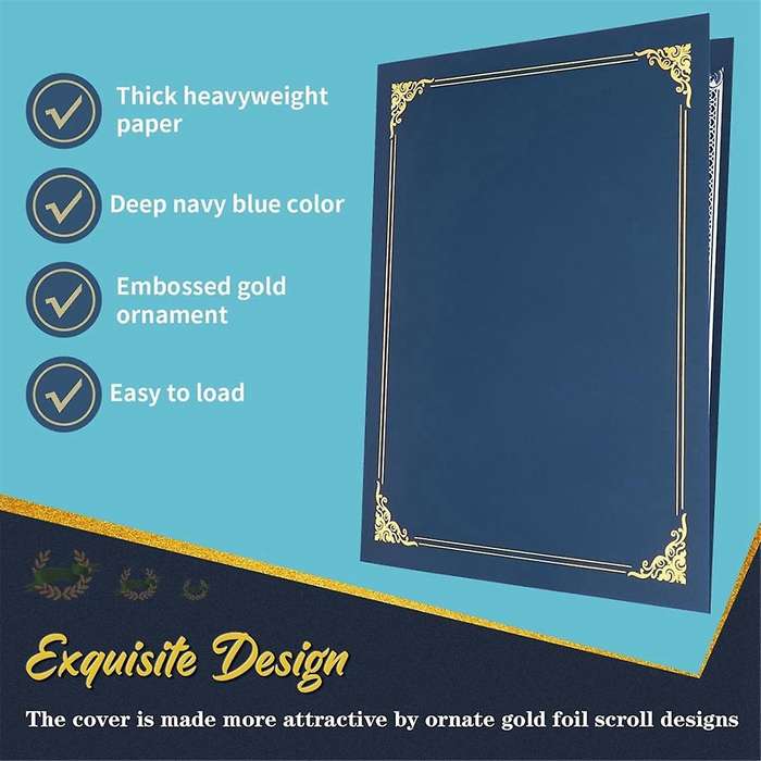 Certificate Holders, 25 Packs Diploma Holders, Certificate Covers with Gold Foil Border for Letter S