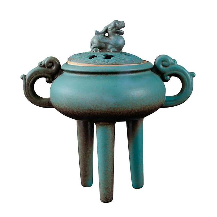 Ceramics Antique Incense Censer Tripod Sandalwood Furnace Archaize Incense Burner Censer for Office