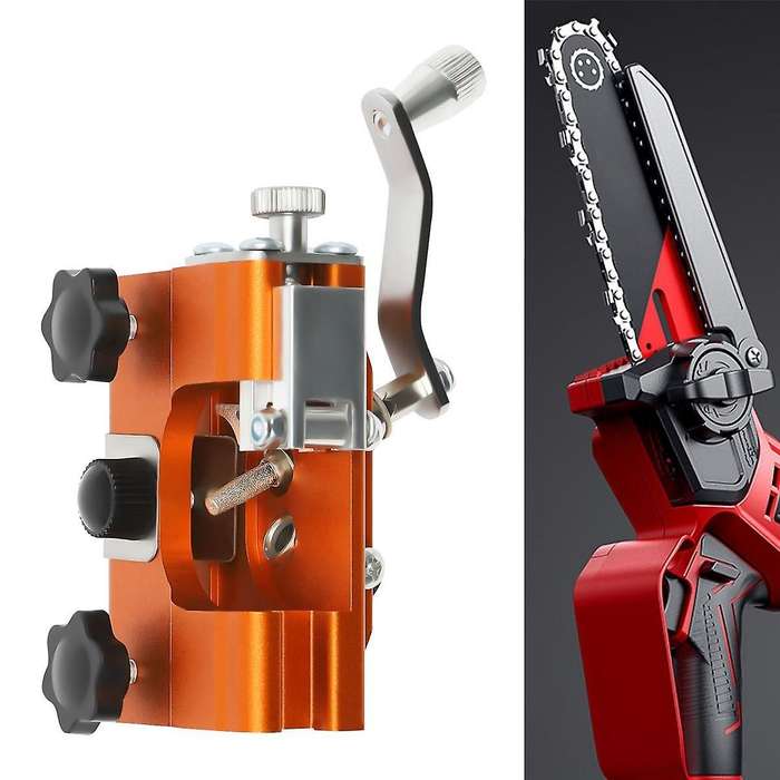 Chainsaw Sharpener Jig, Hand-cranked Chainsaw Sharpening Kit with 5 Burr for 4-22 Inch Chainsaw and