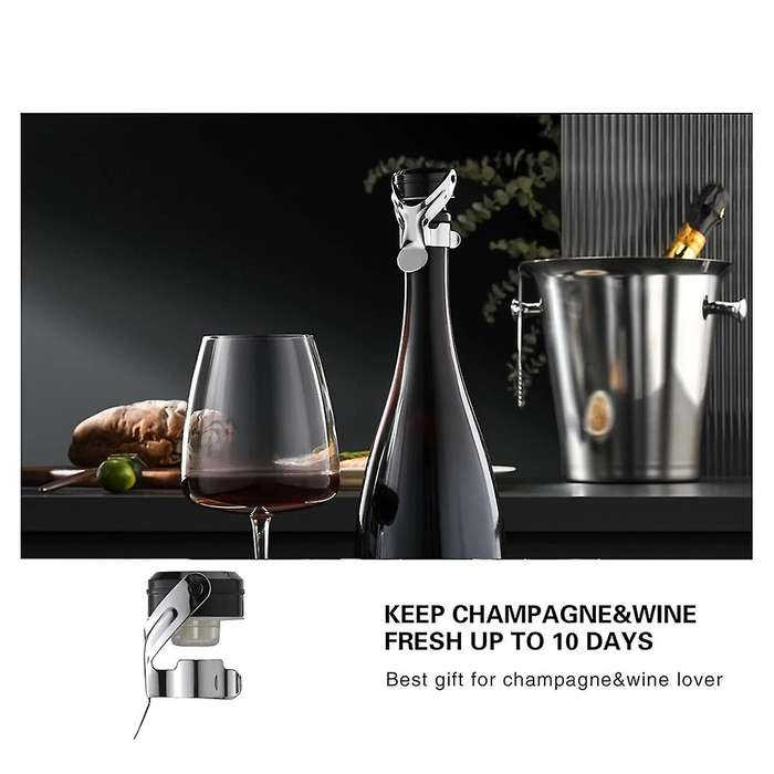 Champagne&Wine Bottle Stoppers Stainless Steel , Leak Proof Keep Reusable Saver, Cork Suitable 4 Pac